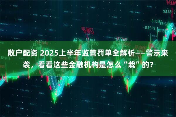 散户配资 2025上半年监管罚单全解析——警示来袭,看看这些金融机构是怎么“栽”的?
